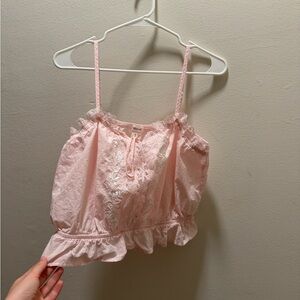 Pink Lace Trim Cami Top